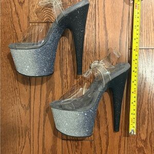 Pleasers black ombré Glitter Platform Heels size 5